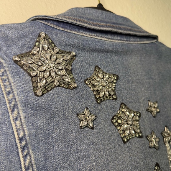 INC International Concepts Denim Star Embellished Jacket - Picture 10 of 12